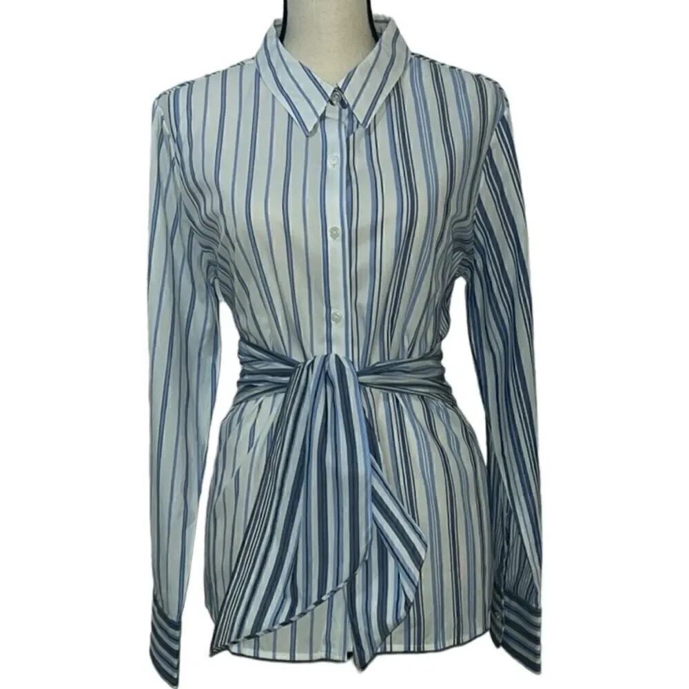 Tommy Hilfiger Young American Striped Tie Front Button Down Blouse